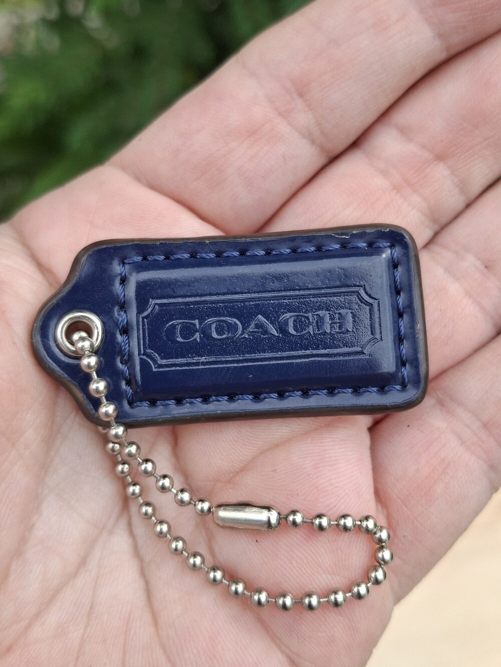 Vintage Coach Navy Patent Leather 2.25 Inch Hang Tag Bag Swag